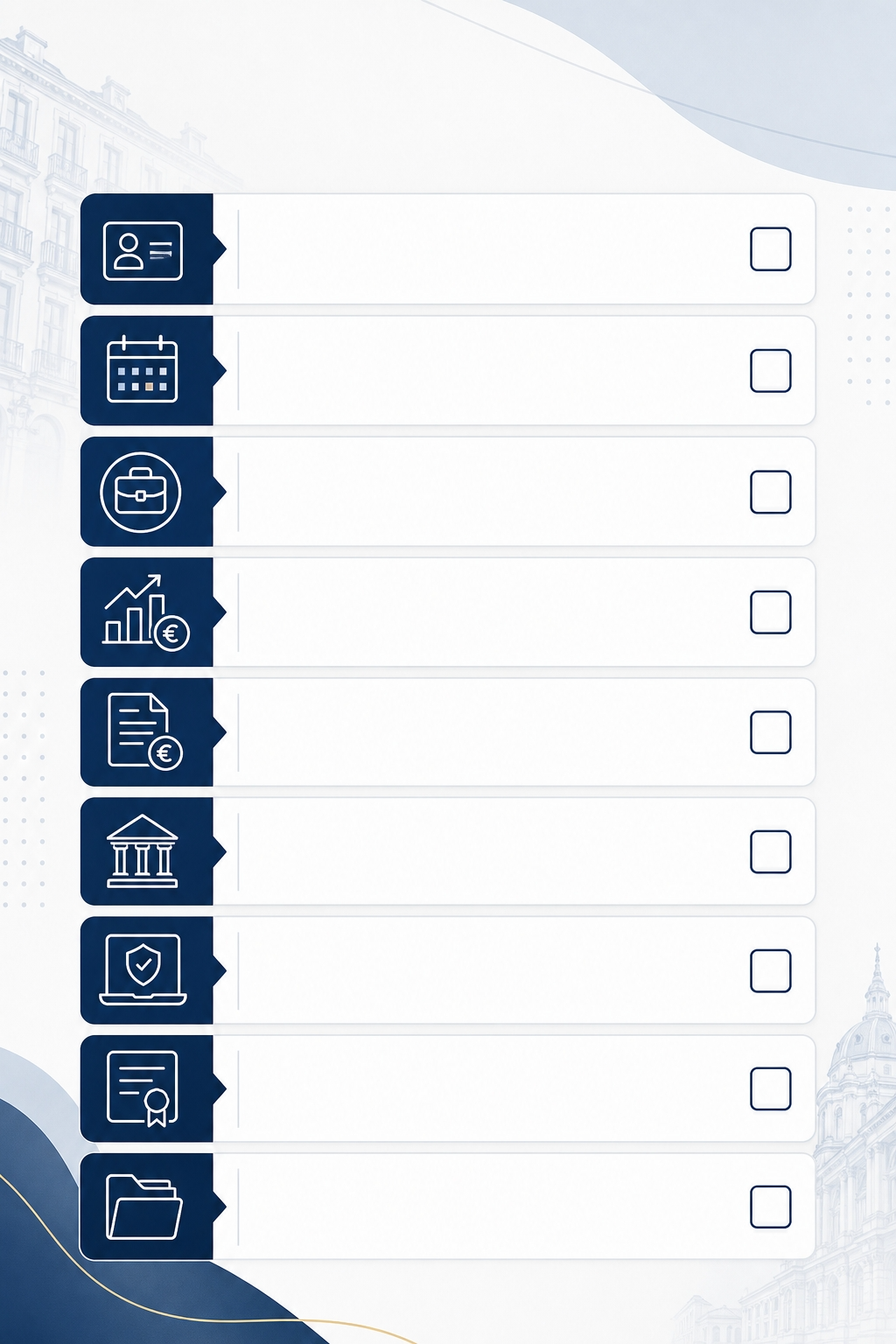 Checklist visual de todo lo que conviene tener preparado antes de darte de alta
