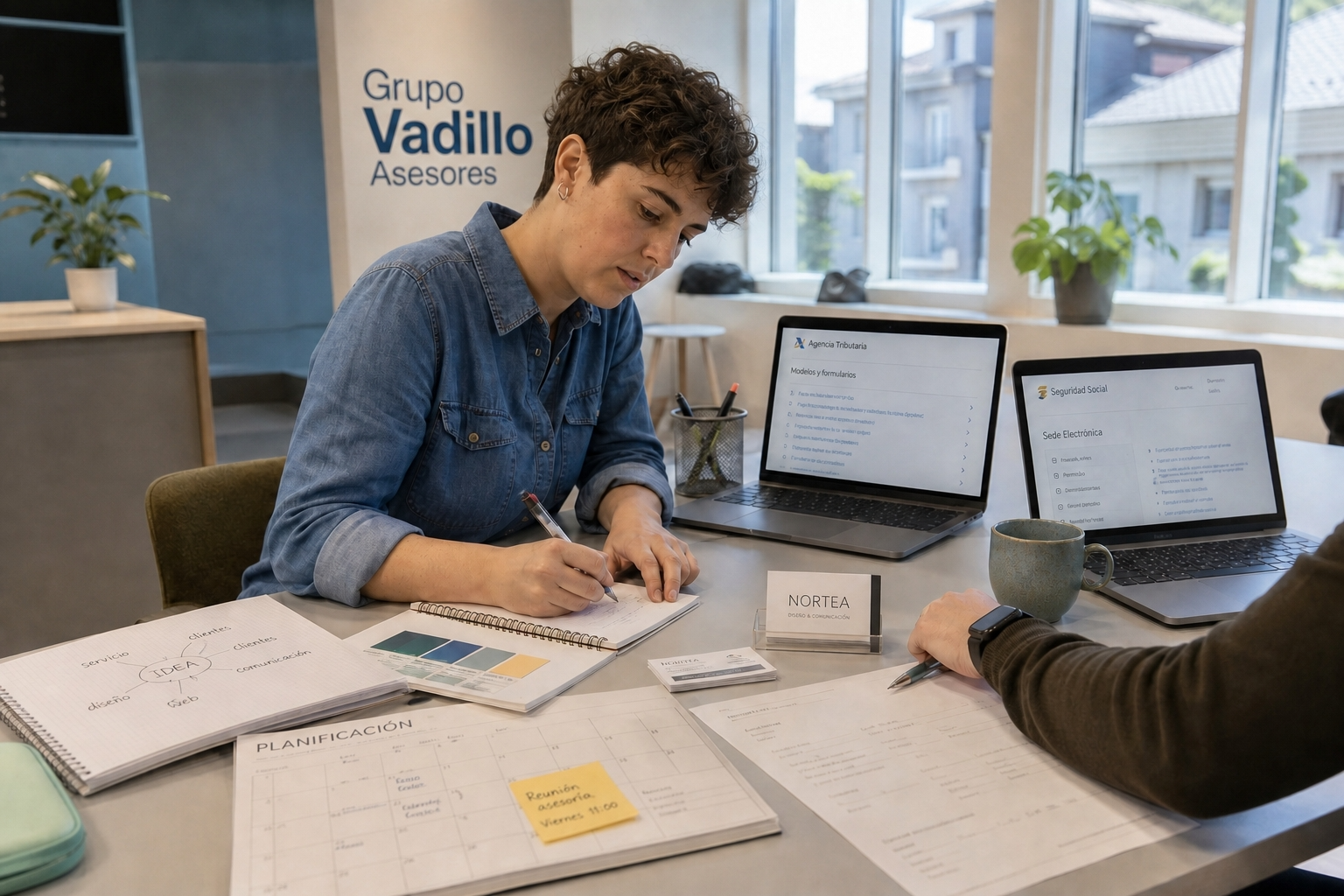 Emprendedor revisando su alta con apoyo profesional y documentación ordenada
