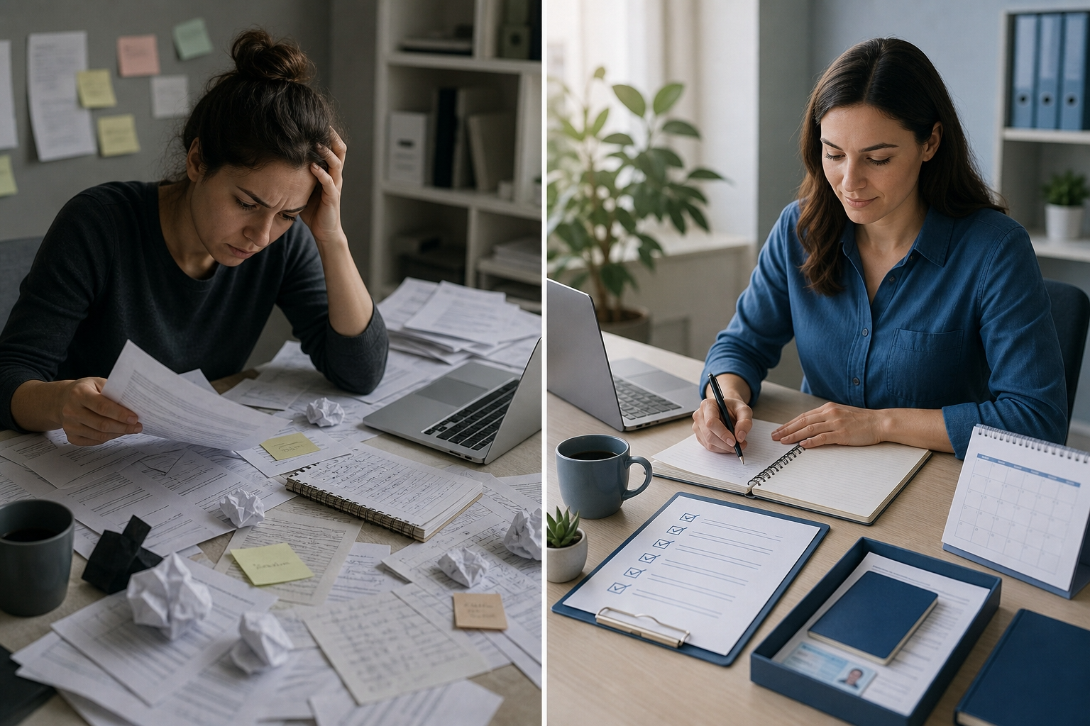 Comparativa entre preparar el alta con orden o hacerlo con prisa y caos