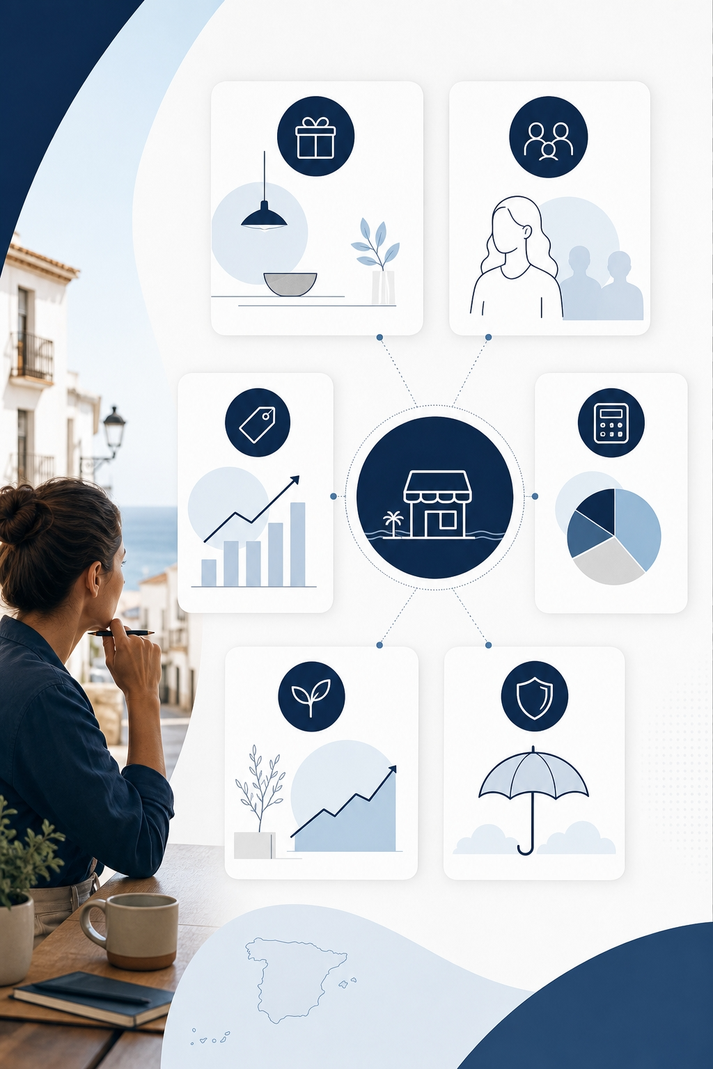 Esquema visual de un plan simple con las piezas mínimas para un negocio pequeño